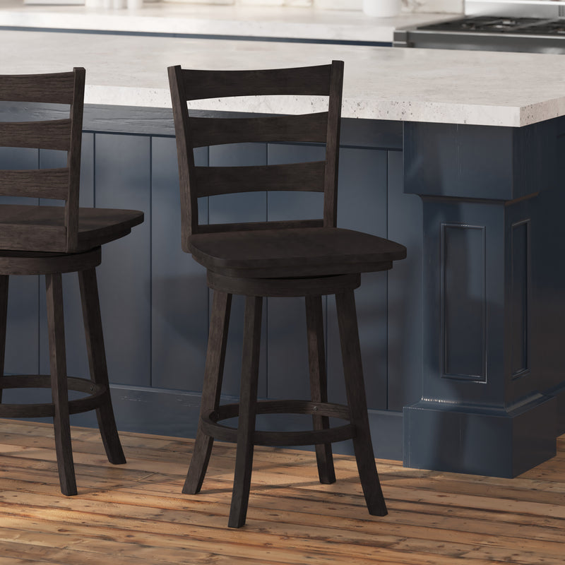 Laurel Wooden Swivel Ladderback Counter Stool