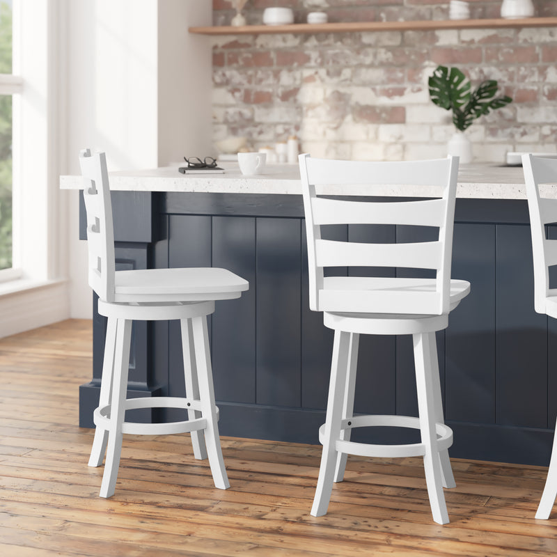 Laurel Wooden Swivel Ladderback Counter Stool