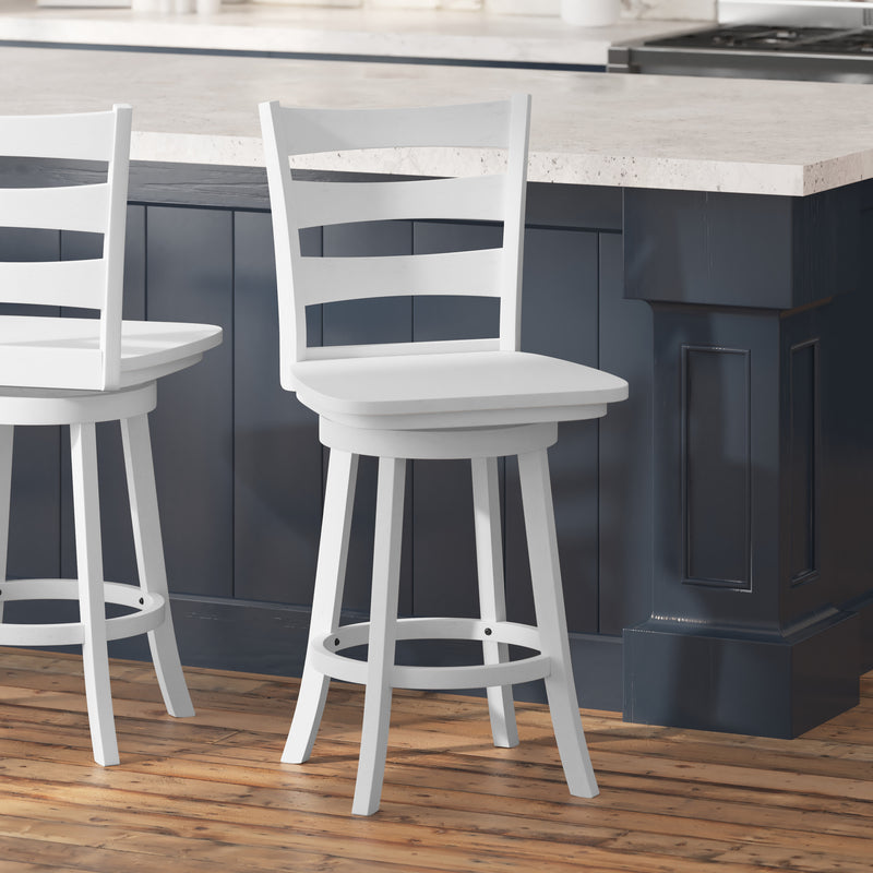 Laurel Wooden Swivel Ladderback Counter Stool