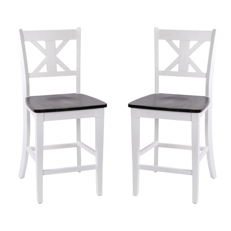 Gunter Set of 2 Modern Wooden Farmhouse Counter Stools