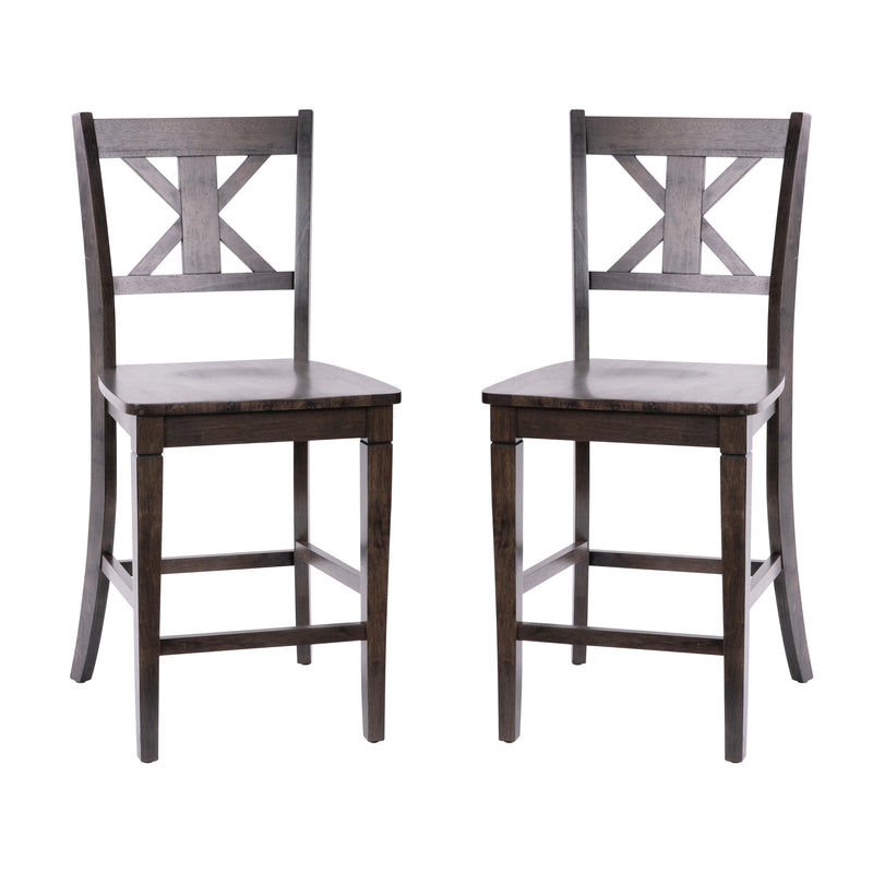 Gunter Set of 2 Modern Wooden Farmhouse Counter Stools