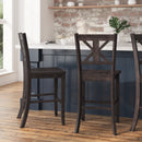 Gunter Set of 2 Modern Wooden Farmhouse Counter Stools