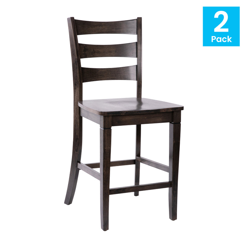 Laurel Set of 2 Wooden Ladderback Counter Stools