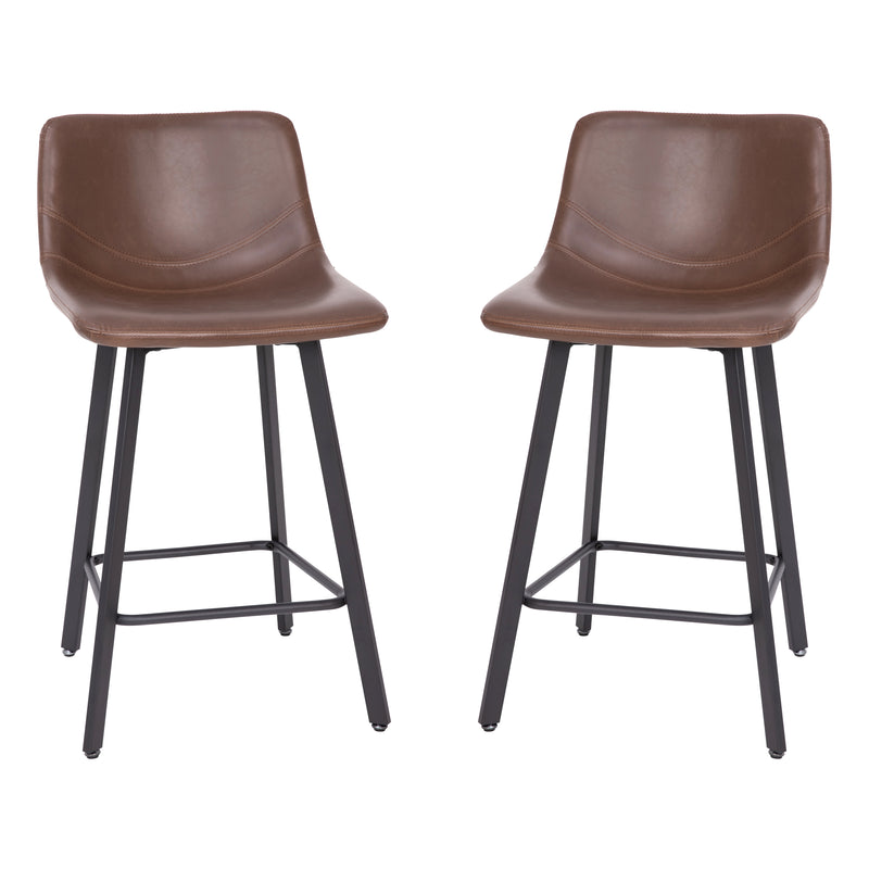 Brandy Modern Upholstered Bucket Seat Counter Stools with Metal Frames, Set of 2