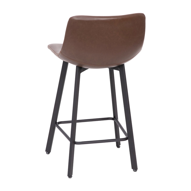 Brandy Modern Upholstered Bucket Seat Counter Stools with Metal Frames, Set of 2