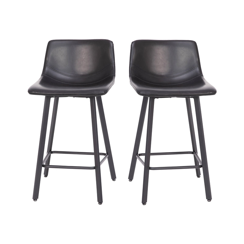 Brandy Modern Upholstered Bucket Seat Counter Stools with Metal Frames, Set of 2