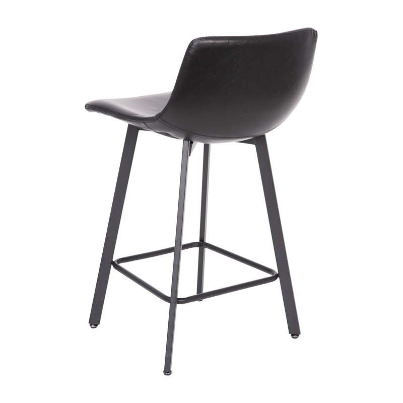 Brandy Modern Upholstered Bucket Seat Counter Stools with Metal Frames, Set of 2