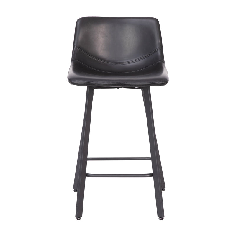 Brandy Modern Upholstered Bucket Seat Counter Stools with Metal Frames, Set of 2