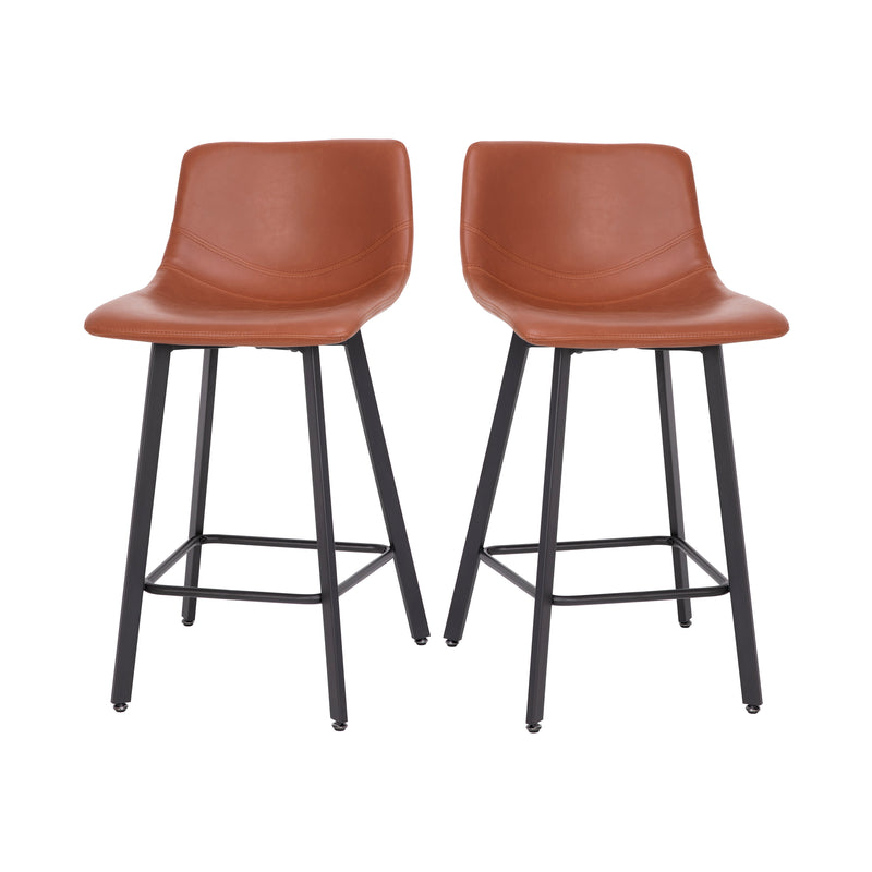 Brandy Modern Upholstered Bucket Seat Counter Stools with Metal Frames, Set of 2