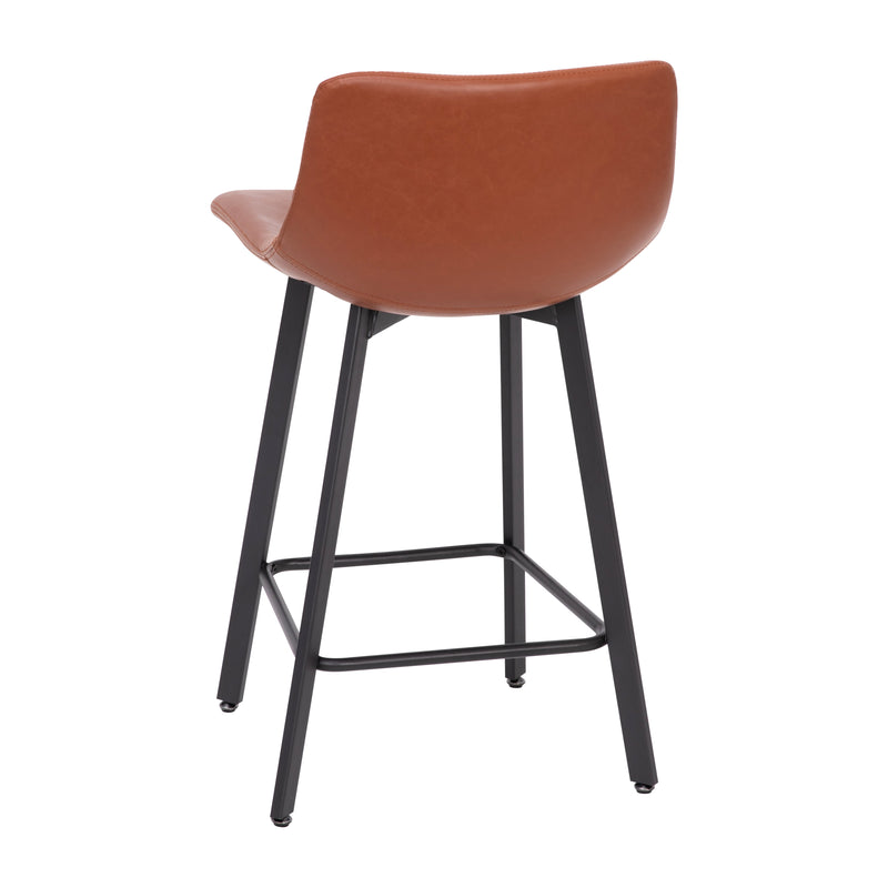 Brandy Modern Upholstered Bucket Seat Counter Stools with Metal Frames, Set of 2