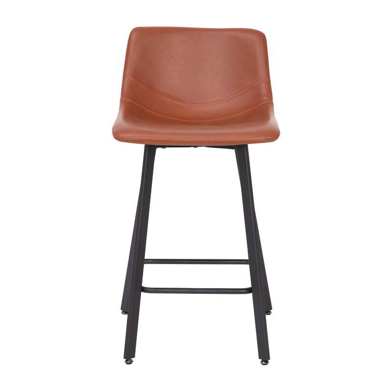 Brandy Modern Upholstered Bucket Seat Counter Stools with Metal Frames, Set of 2