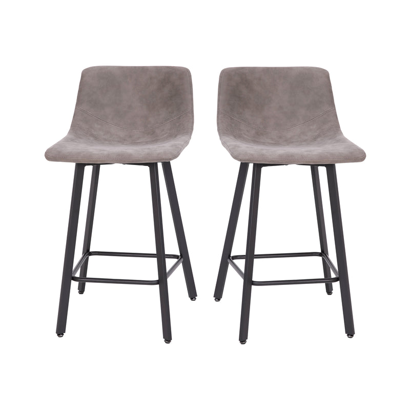 Brandy Modern Upholstered Bucket Seat Counter Stools with Metal Frames, Set of 2