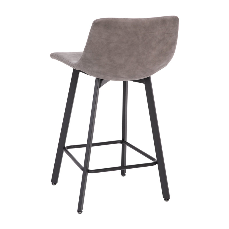 Brandy Modern Upholstered Bucket Seat Counter Stools with Metal Frames, Set of 2