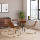 Butler 18 inch Dining Table Height Chair, Mid-Back Sled Base Dining Chair with Gold Frame, Set of 2