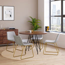 Butler 18 inch Dining Table Height Chair, Mid-Back Sled Base Dining Chair with Gold Frame, Set of 2