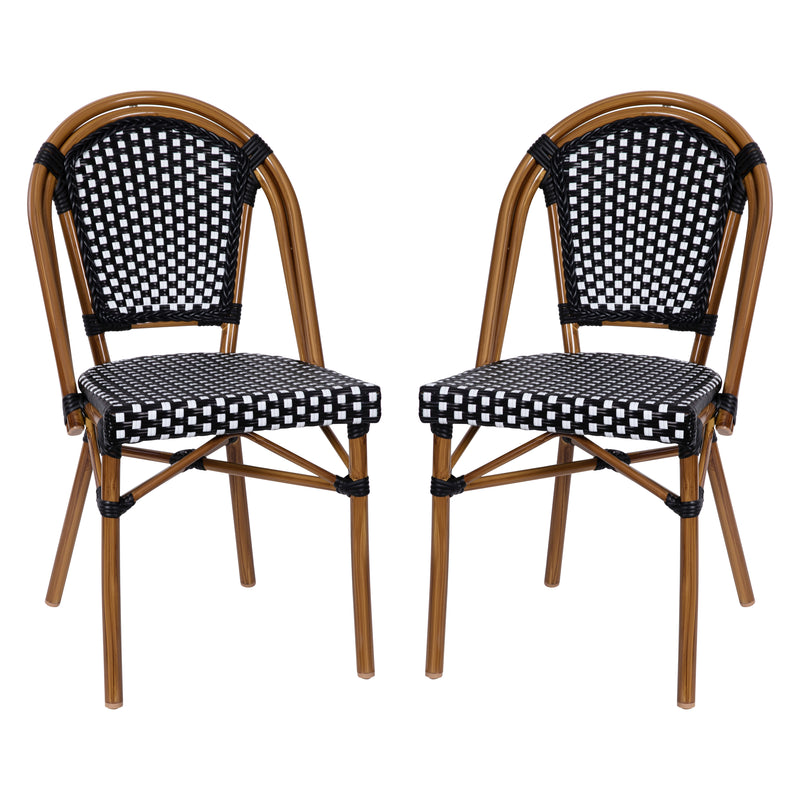 Nadia Indoor/Outdoor Stackable French Bistro Chairs, Set of 2