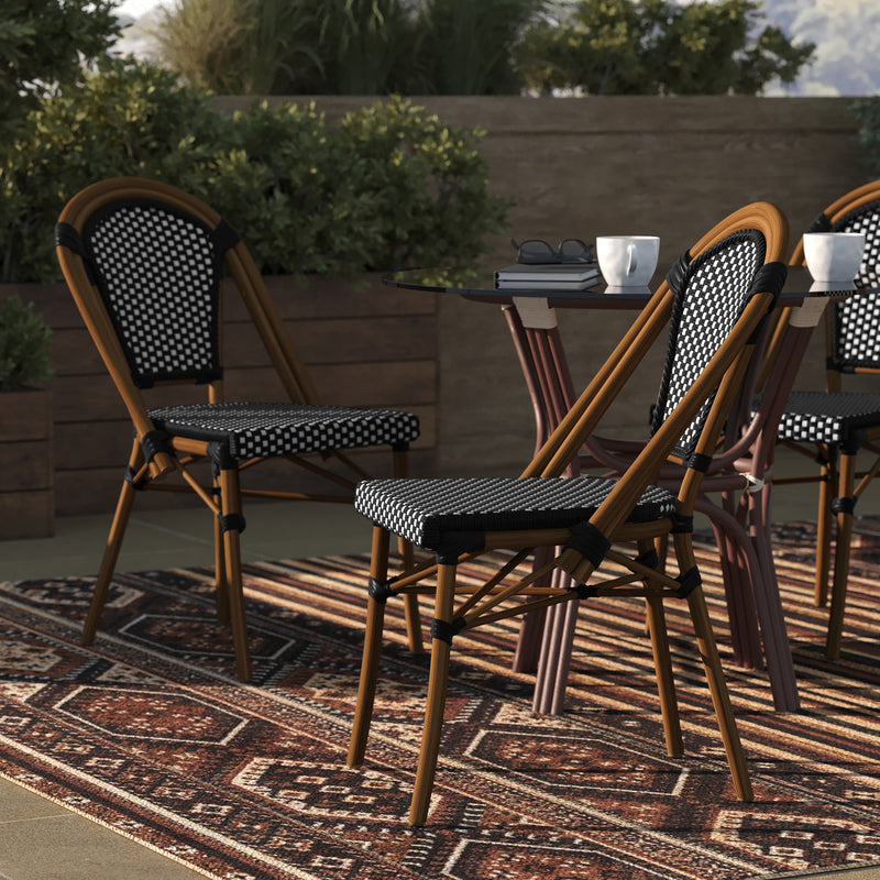 Nadia Indoor/Outdoor Stackable French Bistro Chairs, Set of 2