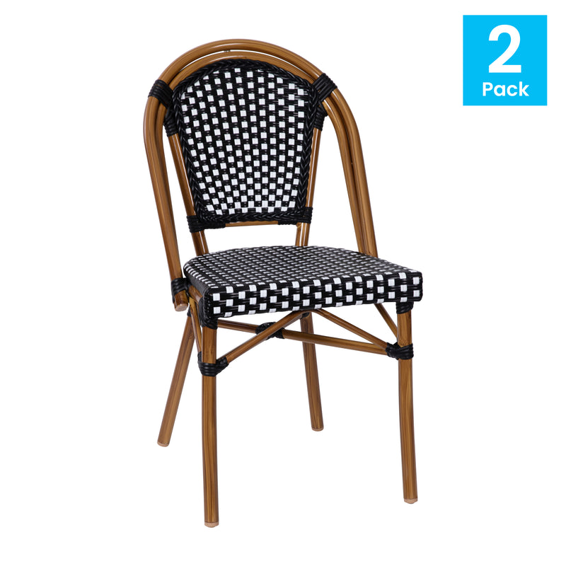 Nadia Indoor/Outdoor Stackable French Bistro Chairs, Set of 2