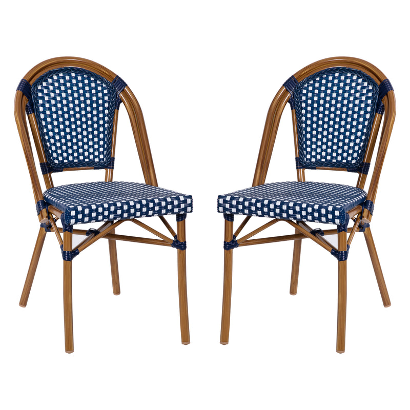 Nadia Indoor/Outdoor Stackable French Bistro Chairs, Set of 2