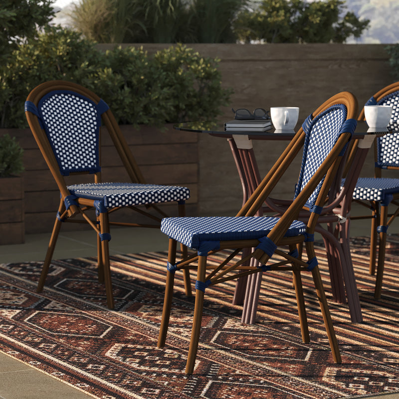 Nadia Indoor/Outdoor Stackable French Bistro Chairs, Set of 2