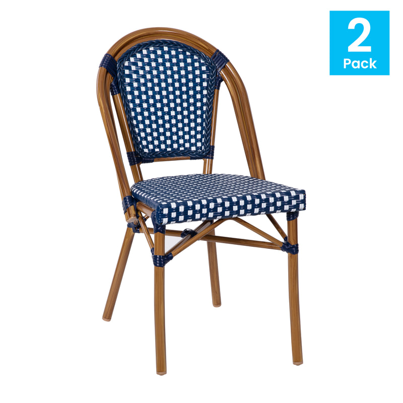 Nadia Indoor/Outdoor Stackable French Bistro Chairs, Set of 2