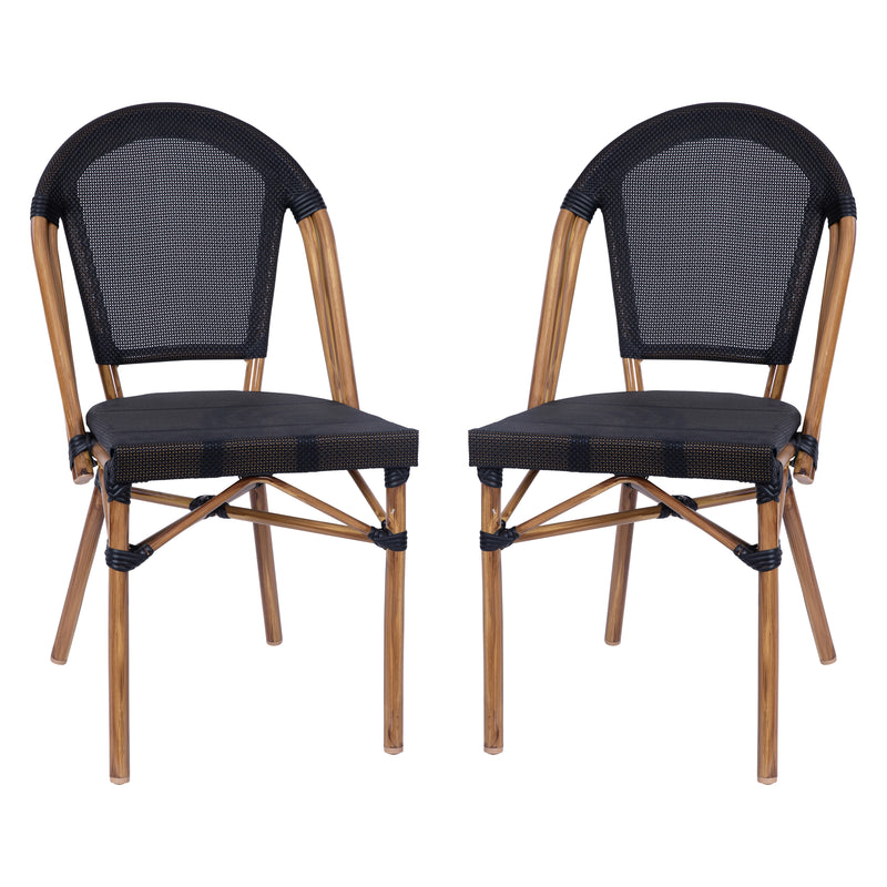 Noemi Indoor/Outdoor Stackable French Bistro Chairs, Set of 2