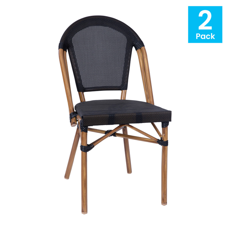 Noemi Indoor/Outdoor Stackable French Bistro Chairs, Set of 2