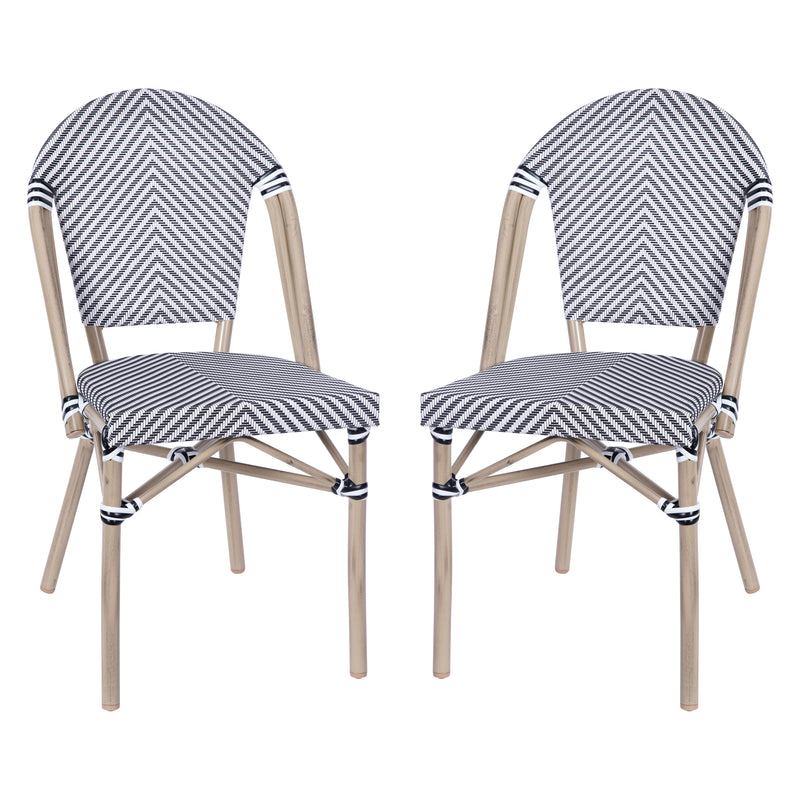 Noemi Indoor/Outdoor Stackable French Bistro Chairs, Set of 2