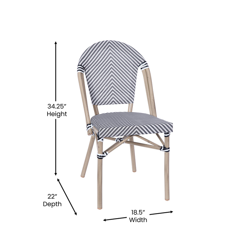 Noemi Indoor/Outdoor Stackable French Bistro Chairs, Set of 2