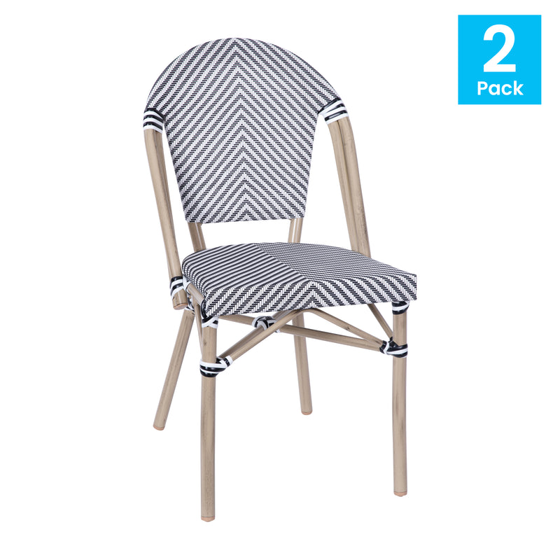 Noemi Indoor/Outdoor Stackable French Bistro Chairs, Set of 2