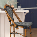 Nadia Indoor/Outdoor Stackable French Bistro Bar Stools PE Rattan with Bamboo Print Frame, Set of 2