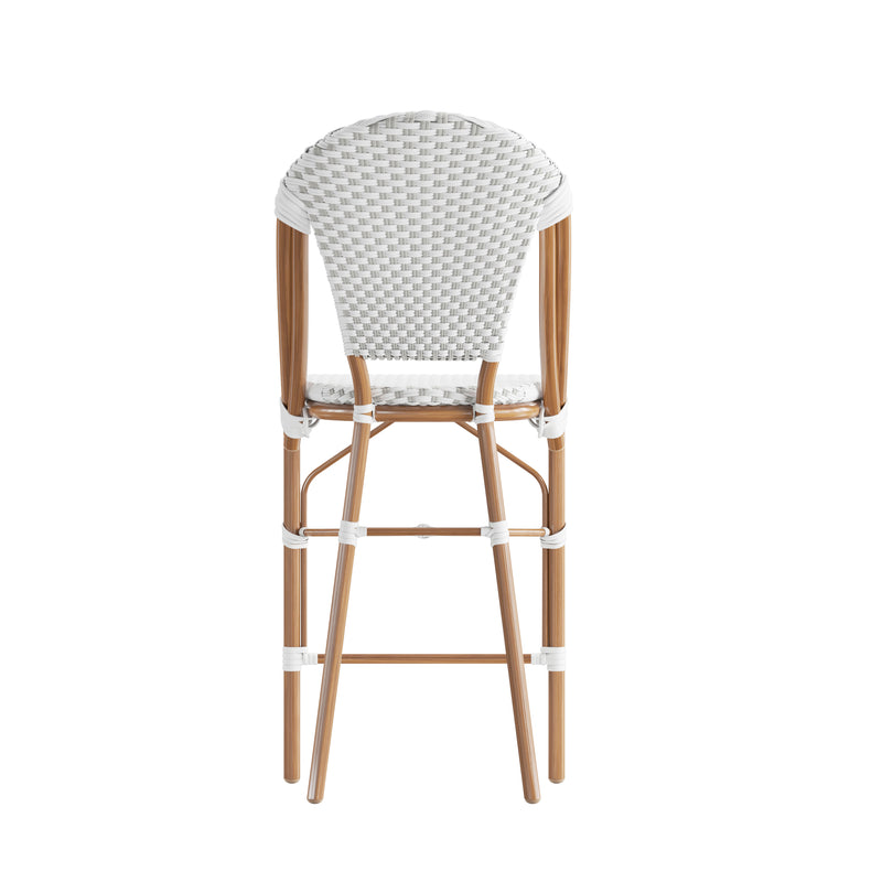 Neave Indoor/Outdoor Stackable French Bistro Counter Stools in PE Rattan Set of 2