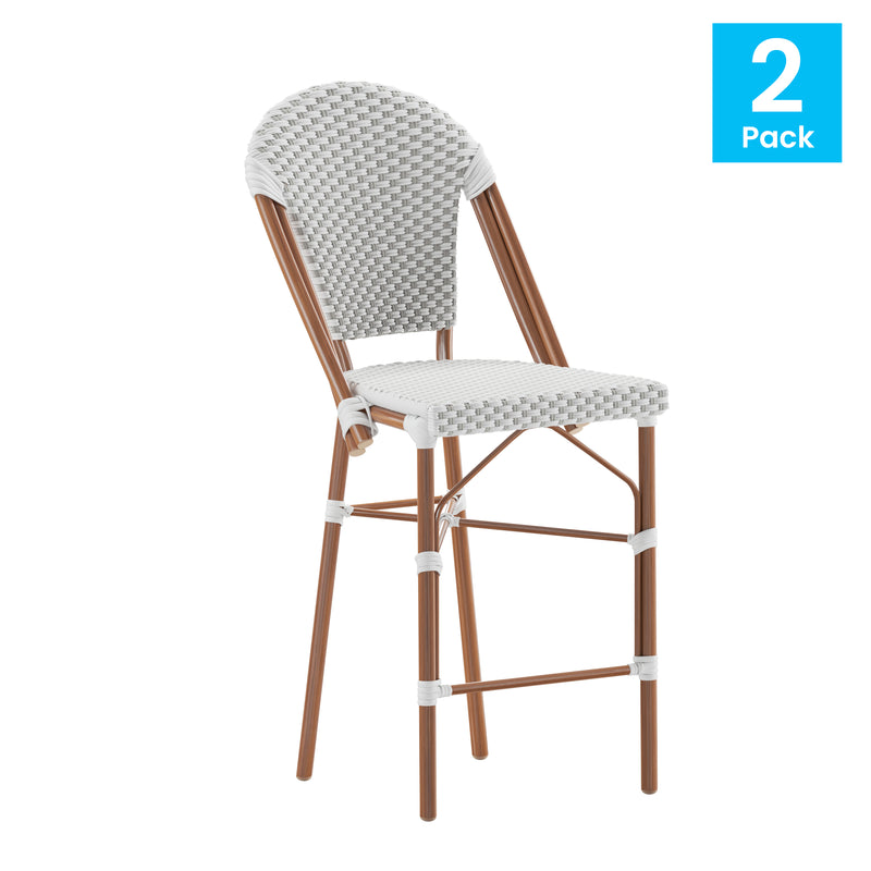 Neave Indoor/Outdoor Stackable French Bistro Counter Stools in PE Rattan Set of 2