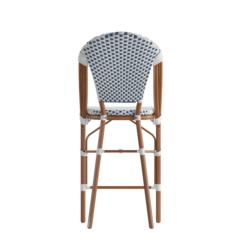 Neave Indoor/Outdoor Stackable French Bistro Counter Stools in PE Rattan Set of 2