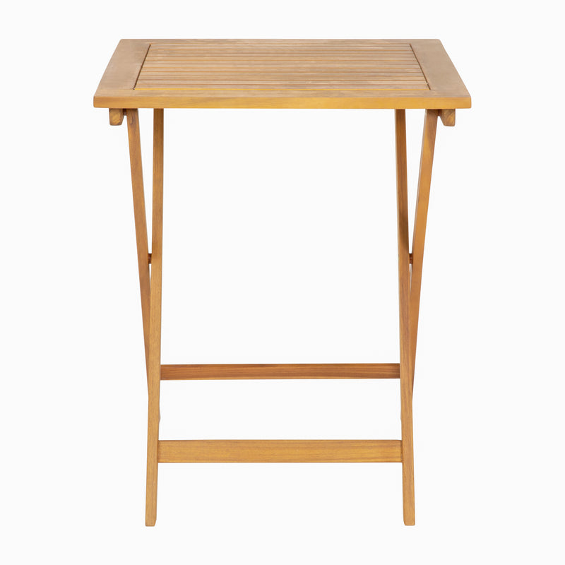 Zane Square Folding Patio Table, Slatted Acacia Wood Top and X Shaped Base