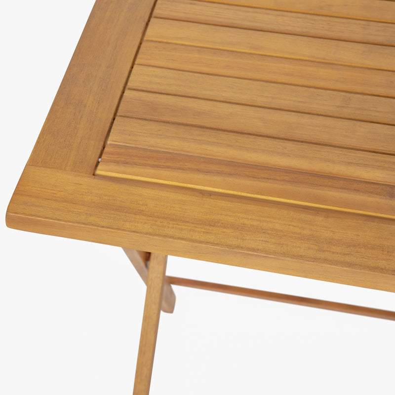 Zane Square Folding Patio Table, Slatted Acacia Wood Top and X Shaped Base