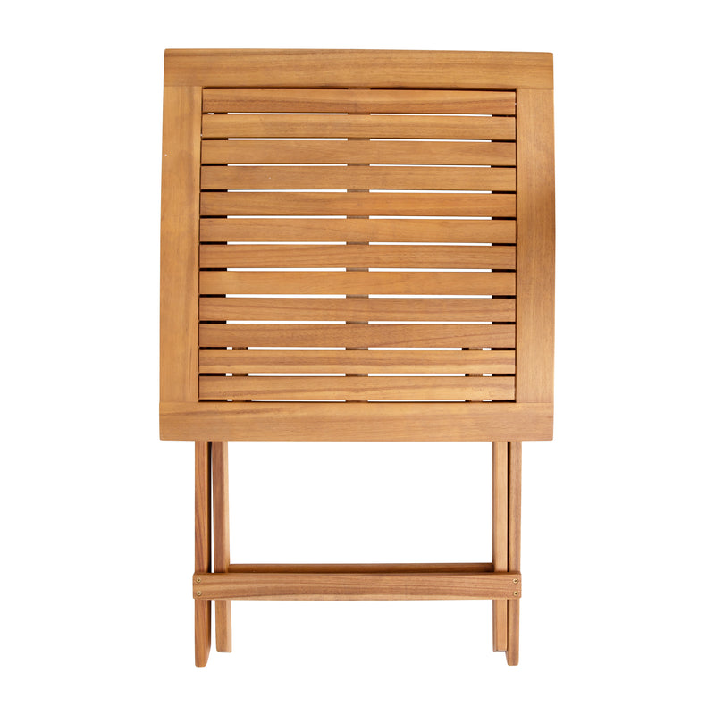 Zane Square Folding Patio Table, Slatted Acacia Wood Top and X Shaped Base