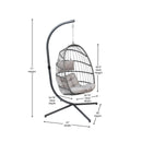 Corbin Patio Hanging Wicker Egg Chair with Plush Seat Cushions & Swing Stand for Indoor/Outdoor Use