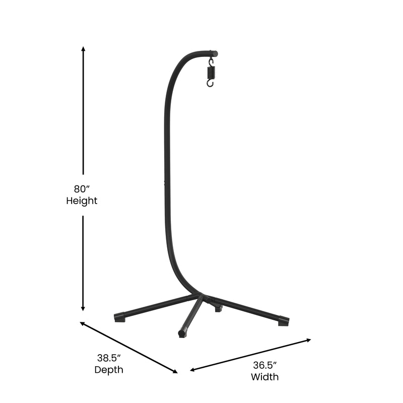 Hart Heavy Duty All-Weather C-Stand for Hanging Hammock Chairs with Steel Offset Base, 360 Degree Rotation and Hardware