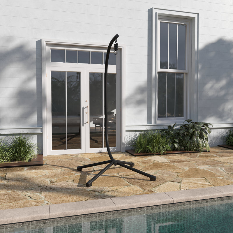 Hart Heavy Duty All-Weather C-Stand for Hanging Hammock Chairs with Steel Offset Base, 360 Degree Rotation and Hardware