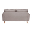 Hendrix Tufted Faux Linen Upholstered Mid-Century Modern Loveseat with Solid Wood Legs
