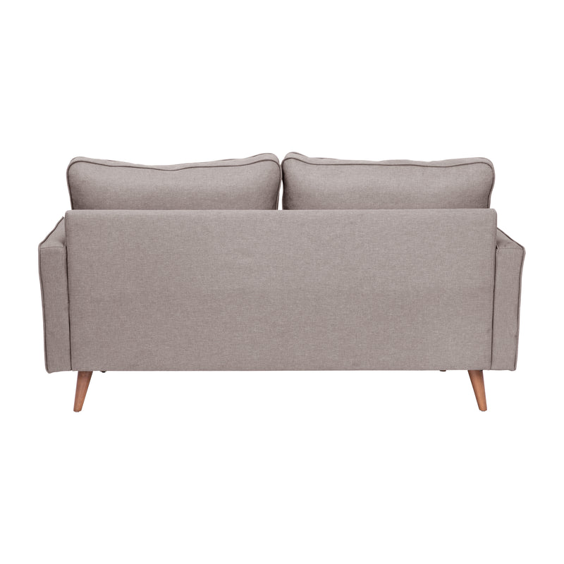 Hendrix Tufted Faux Linen Upholstered Mid-Century Modern Loveseat with Solid Wood Legs