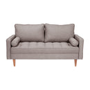 Hendrix Tufted Faux Linen Upholstered Mid-Century Modern Loveseat with Solid Wood Legs