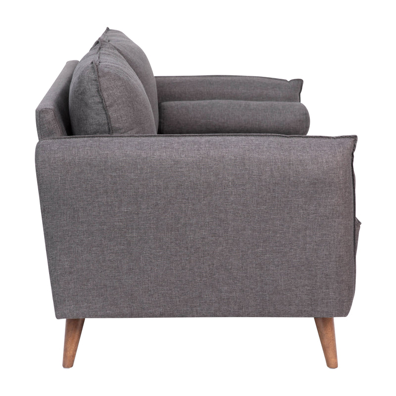 Avalon Faux Linen Upholstered Mid-Century Modern Loveseat with Solid Wood Legs