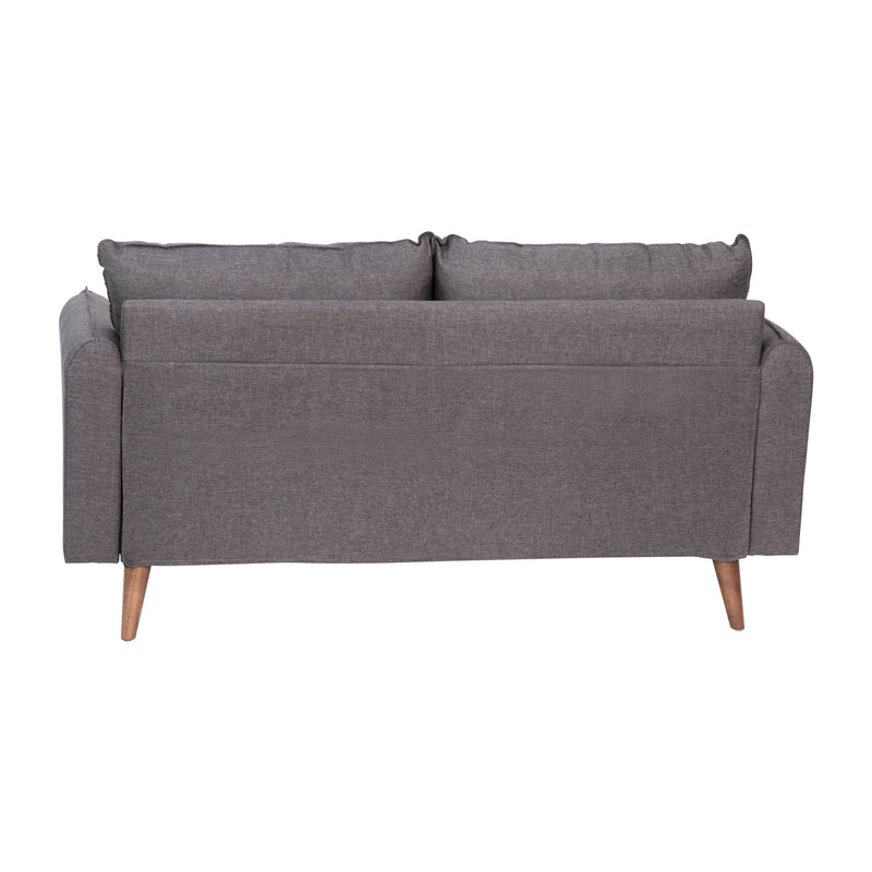 Avalon Faux Linen Upholstered Mid-Century Modern Loveseat with Solid Wood Legs