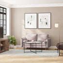 Avalon Faux Linen Upholstered Mid-Century Modern Loveseat with Solid Wood Legs