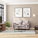 Avalon Faux Linen Upholstered Mid-Century Modern Loveseat with Solid Wood Legs