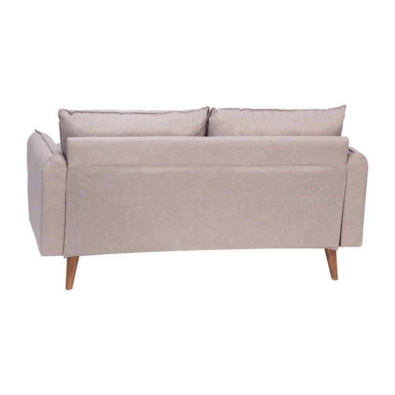 Avalon Faux Linen Upholstered Mid-Century Modern Loveseat with Solid Wood Legs