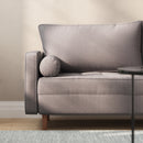 Hendrix Tufted Faux Linen Upholstered Mid-Century Modern Sofa with Solid Wood Legs