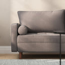 Hendrix Tufted Faux Linen Upholstered Mid-Century Modern Sofa with Solid Wood Legs